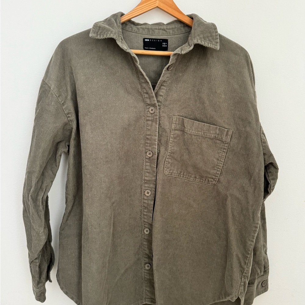 ASOS Design Corduroy Olive Green Shirt
